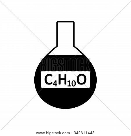 Laboratory Glass With Diethyl Ether On White Background. Vector Illustration.