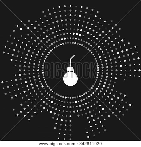 White Enema Pear Icon Isolated On Grey Background. Medical Rubber Pump. Abstract Circle Random Dots.