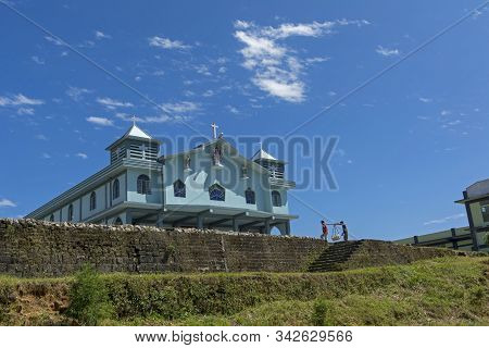 Cherrapunjee, Meghalaya, India, October 2015, Local People In Front Of The Beautiful Church