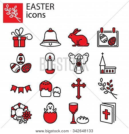 Web Line Set. Easter Vector Sign Symbol