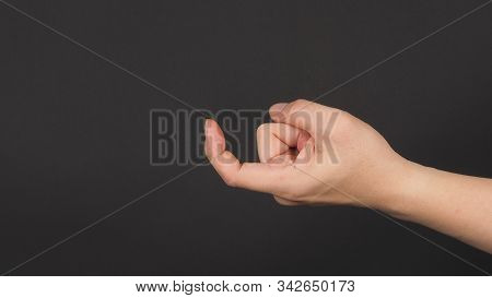 The Come Hither Hand Sign On Black Background.use It When You Want Someone To Come Over.