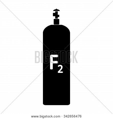 Fluorine Gas Cylinde Icon On White Background. Vector Illustration.