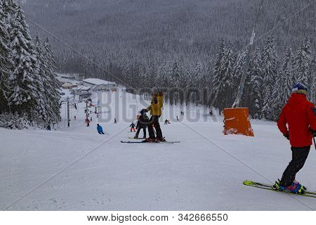 25.12.2019. Ski Centre Rohace - Spalena, Zuberec, At Winter. Western Tatras. Slovakia. Skiers Skiing