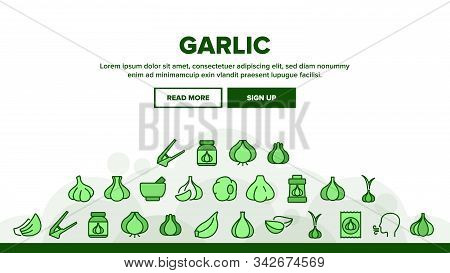 Garlic Spicy Vegetable Landing Web Page Header Banner Template Vector. Smell From Mouth And Garlic P