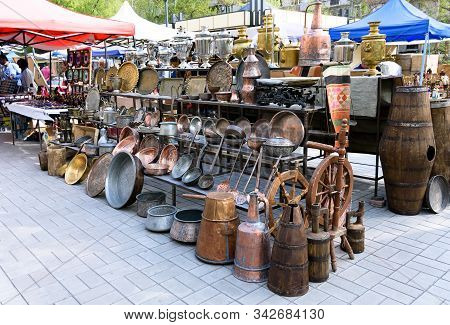 Yerevan, Armenia-april, 28 2019: Antique Utensils At Vernissage Flea Market In Center Of Yerevan, Ar