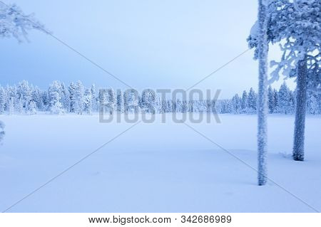 Frozen Landscape During Polar Night