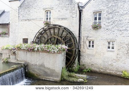 Water Mill And Aure River In The Old City Of Bayeux