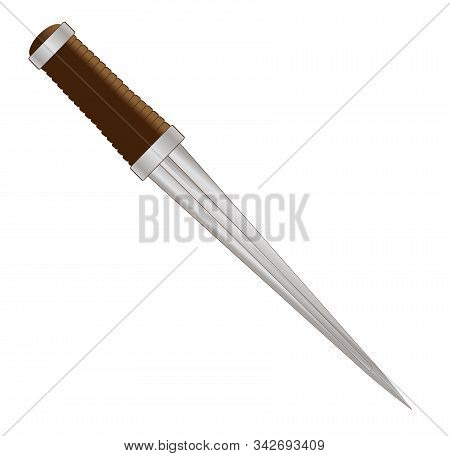 A Typical Stiletto Style Pointed And Sharp Dagger Isolated On A White Background