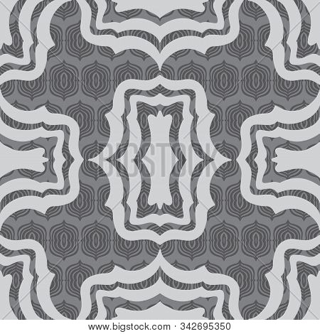 Trendy Layered Bracket Shapes Vector Seamless Repeat Pattern