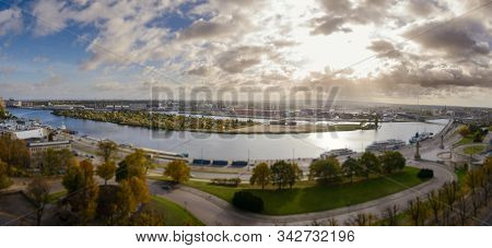 Left Bank Of The Oder River In Szczecin With The Maritime Museum And The Terraces