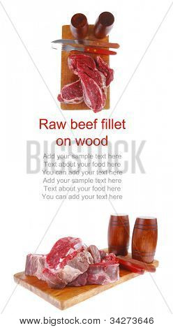 beef fresh raw steak on wood cut board ready to cooking