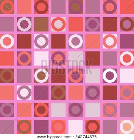 Geometric Repeat Pattern Pink Squares With Circles