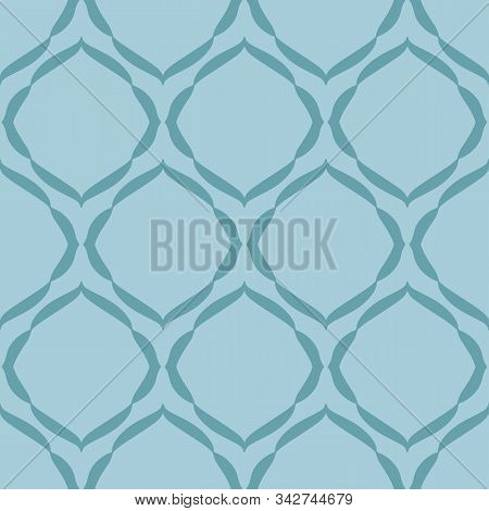Simple Ogee Teal Blue Vector Seamless Repeat Pattern
