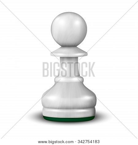 Vector 3d Realistic White Wooden Pawn Icon Closeup Isolated On White Background. Design Template. Ga