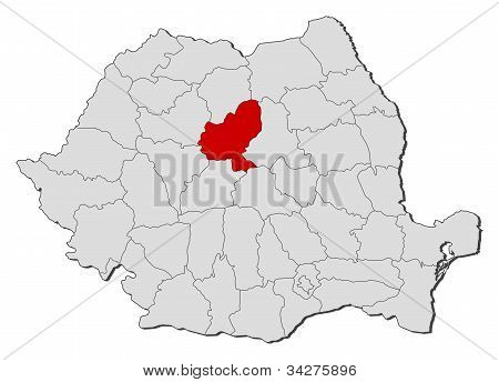 Karte von Rumänien, Mures hervorgehoben