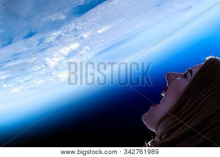 Girl screaming at Earth planet