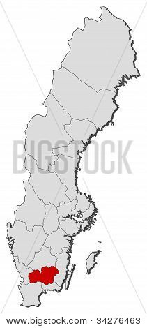 Karte von Schweden, Kronobergs län hervorgehoben