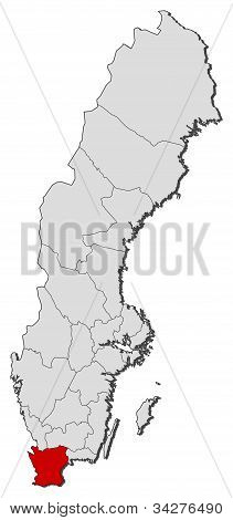Mappa di Svezia, Contea di Västra Götaland evidenziata