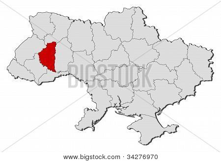 Mapa Ukraina, Tarnopol, wyróżnione