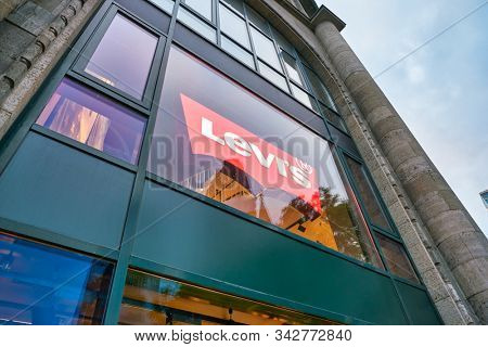 BERLIN, GERMANY - CIRCA SEPTEMBER, 2019: exterior view of Levi's store in Berlin.
