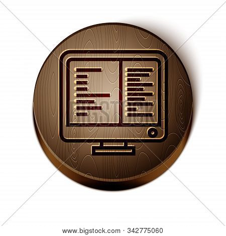 Brown Line Computer Monitor Screen Icon Isolated On White Background. Electronic Device. Front View.