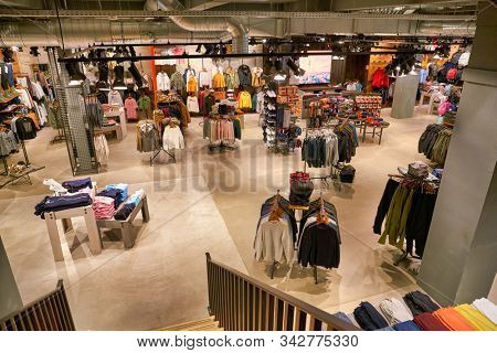 BERLIN, GERMANY - CIRCA SEPTEMBER, 2019: interior shot of Superdry store in Berlin.