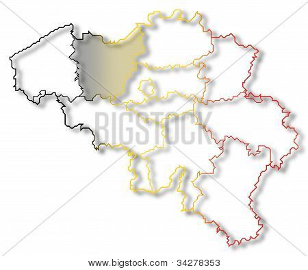 Map Of Belgium, East Flanders Highlighted