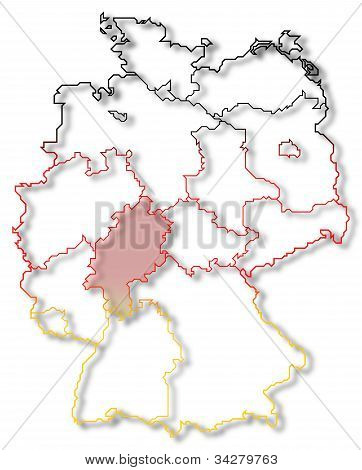 Karte von Deutschland, Hessen hervorgehoben
