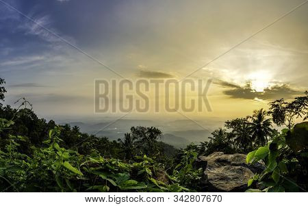 Best Place To See In Kannur Kerala Vazhamala Beautiful Sunset View Nature Scenery Green Mountain Wit