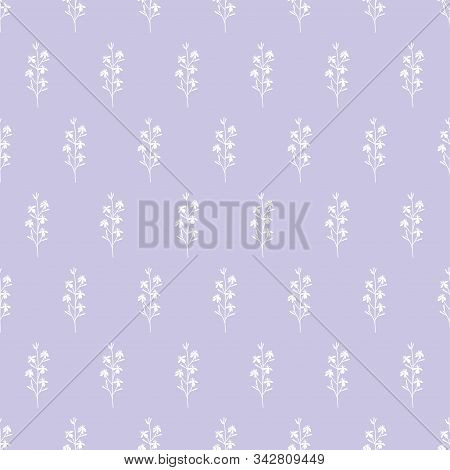 Vector Repeat Seamless Pattern With Small Flowerson Light Purple Background. Floral Backgrounds. Sur