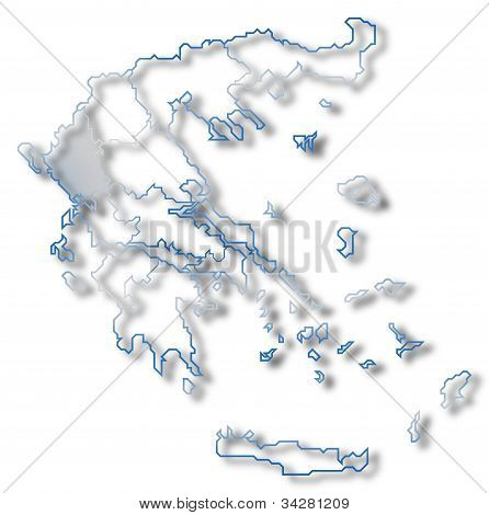 Mappa della Grecia, Epiro evidenziata