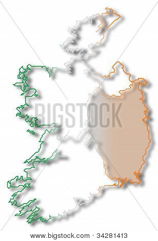 Mapa Irska, Leinster zvýrazněny