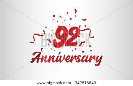 Anniversary Celebration Background. With The 92nd Number In Gold And With The Words Golden Anniversa