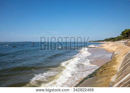 Boats Moored  In Archachon Bay, Gironde, France