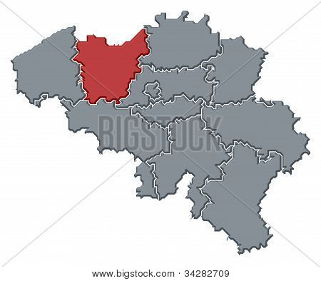 Map Of Belgium, East Flanders Highlighted