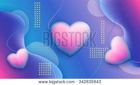 Liquid Gradient Holiday Card Of Happy Valentines Day. Vector Stock Illustration With Bright Futurist