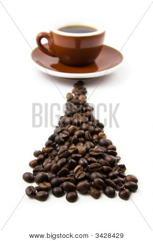 Tasse de café et grains de café