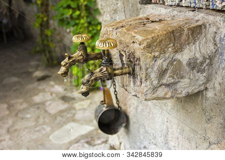 The Holy Water Spring And Icon Of The Holy Virgin On Territory Of Serbian Orthodox Monastery (cloist
