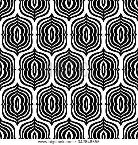 Modern Black White Ogee Bracket Vector Repeat Pattern