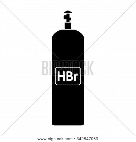 Hydrogen Bromide Gas Cylinde Icon On White Background. Vector Illustration.