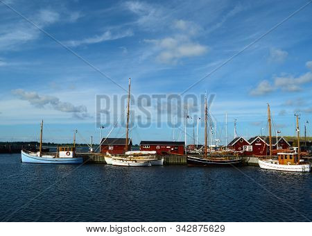 Holbaek- June 20/2017 :sailboat Lying In The Port Of Holbaek.view Of Old Danes Sailboats In The Holb