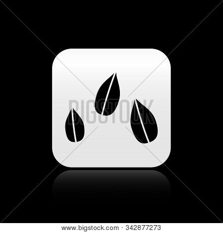 Black Sesame Seeds Icon Isolated On Black Background. Silver Square Button. Vector Illustration