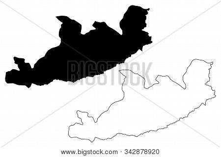 Qachas Nek District (districts Of Lesotho, Kingdom Of Lesotho) Map Vector Illustration, Scribble Ske