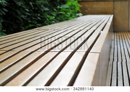 Street Furniture. Wooden Benches Available To The Public