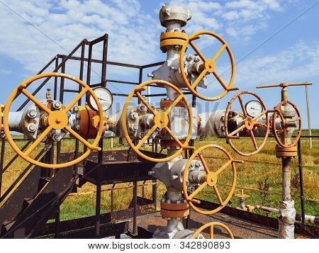 Wells In The Kuban. Extraction Of Hydrocarbons. Well For Oil And Gas Production. Oil Well Wellhead E