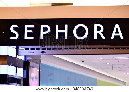 Warsaw,poland. 16 March 2018. Sign Sephora. Company Signboard Sephora.
