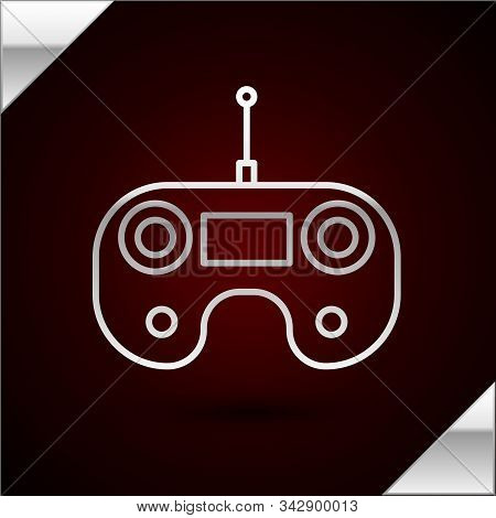 Silver Line Remote Control Icon Isolated On Dark Red Background. Vector Illustration
