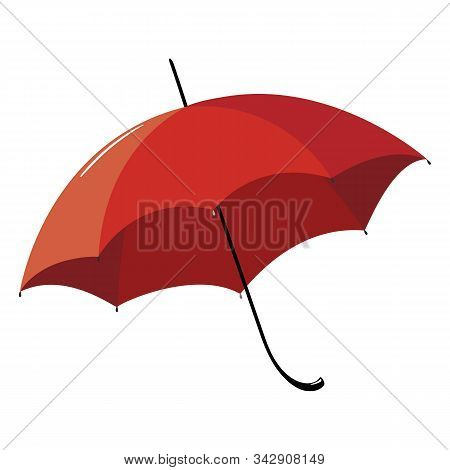 Opened Red Umbrella With A Black Handle. Vector Illustration.