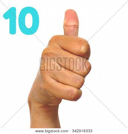 Sign Language Number 10 For The Deaf . Fingerspelling In American Sign Language (asl). Hand Gesture 