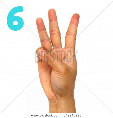 Sign Language Number 6 For The Deaf . Fingerspelling In American Sign Language (asl). Hand Gesture N